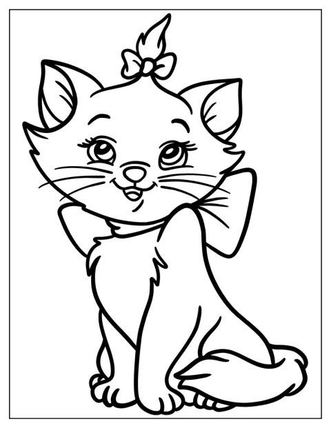 Marie, la gattina degli Aristogatti, posa in stile kawaii.