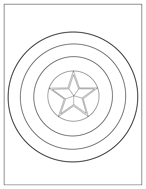 El escudo circular del Capitán América aparece en primer plano.
