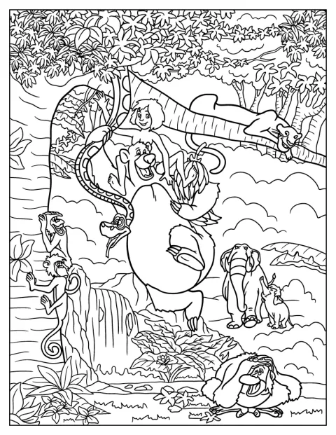 Les personnages du Livre de la jungle sont réunis sur une affiche détaillée.