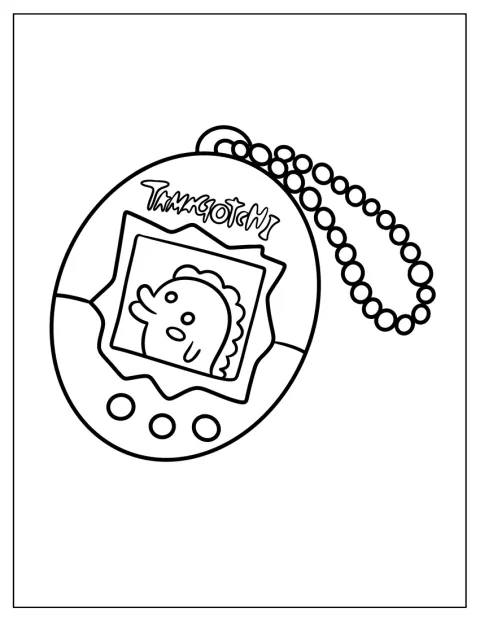 Kuchipatchi se tient sur l’écran d’une console Tamagotchi.