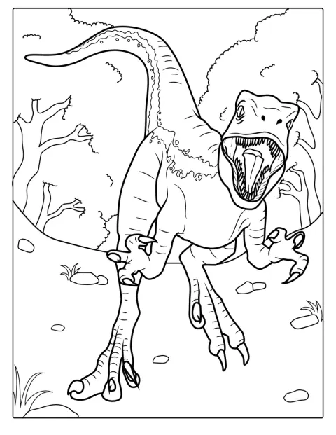 Velociraptor With Teether And Claws Out To Color