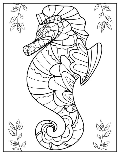 Seahorse Mandala Coloring Page For Adults