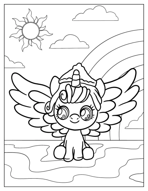 Un poni de My Little Pony posa con un estilo kawaii.