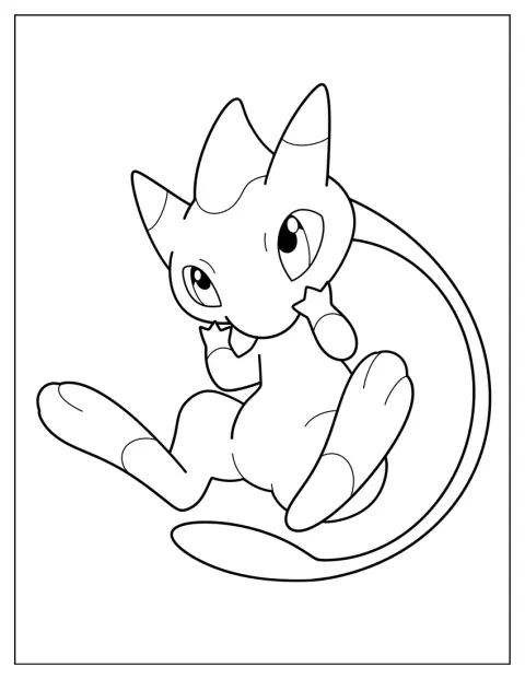 Mega Mew står i en enkel og tydelig positur.
