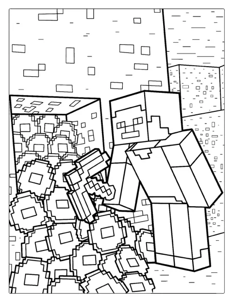 Steve explora una mina en busca de diamantes.