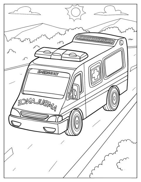 O ambulanță simplă circulă pe stradă.