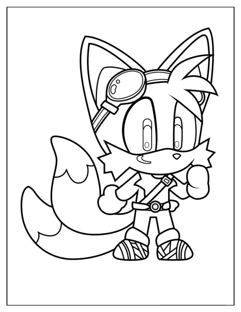 A kawaii stílusú Tails barátságosan mosolyog.