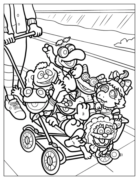 Kermit, Miss Piggy, Fozzie, Gonzo, Animal, Rowlf och Beaker syns tillsammans som bebisar.