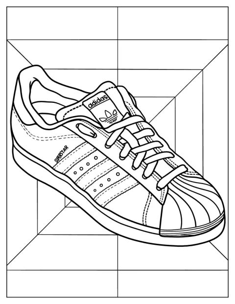 Una sneaker Adidas Superstar è mostrata di lato.
