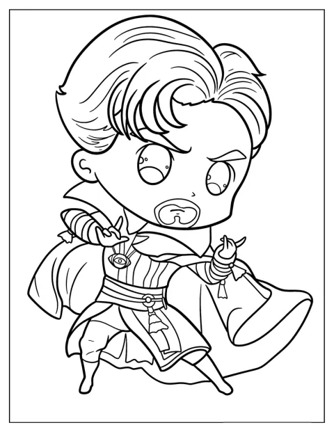 Kawaii Chibi Doctor Strange Coloring Page For Kids