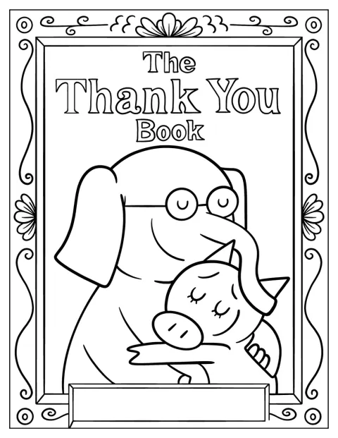 The Thank You Book -kirjan kannessa ovat Gerald ja Piggie.