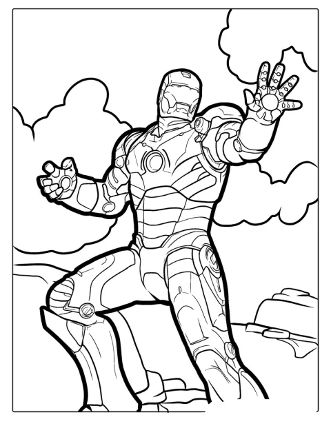 Iron Man steht in seiner Rüstung und blickt nach vorn.