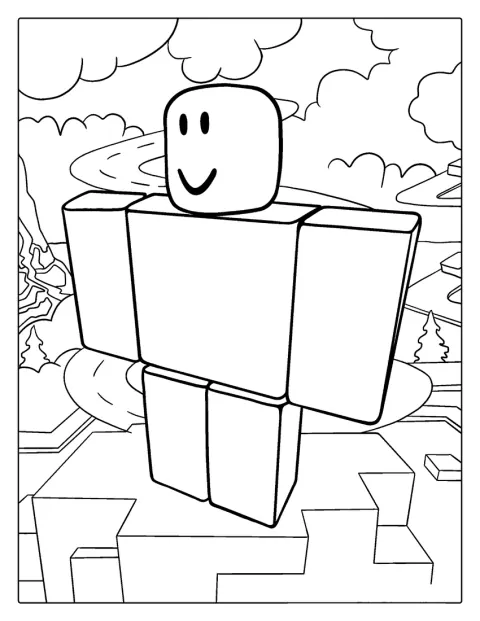 Un personaje Noob de Roblox posa con una forma sencilla.