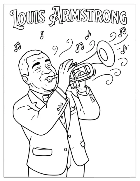 Louis Armstrong trombitán játszik.