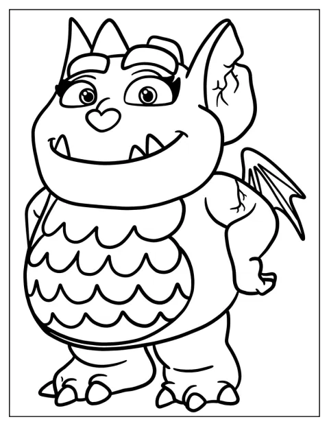 Gregoria syns i söt kawaii-stil med stora ögon.