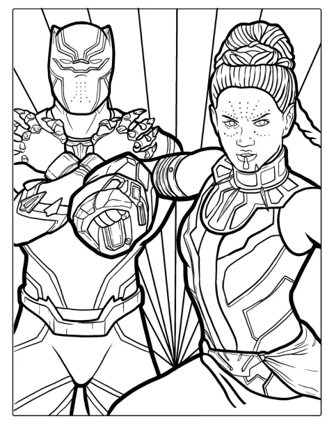 Shuri ja Black Panther seisovat rinnakkain.