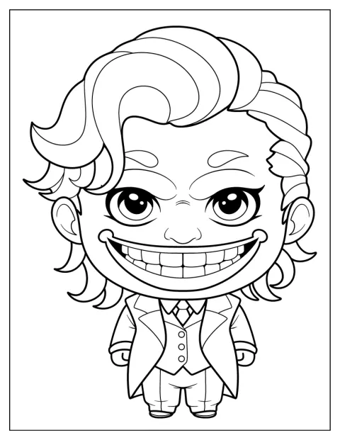 En söt chibi-Joker ler stort.