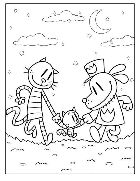 Dog Man está junto de Petey e Li’l Petey.