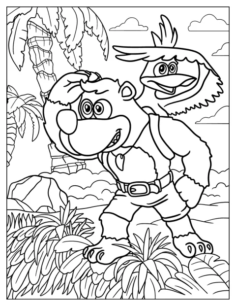 Banjo y Kazooie recorren la jungla.