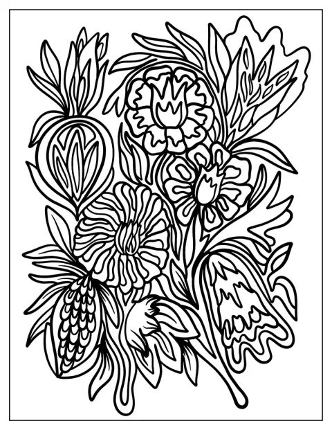 Des motifs floraux s’entrelacent dans une composition abstraite.