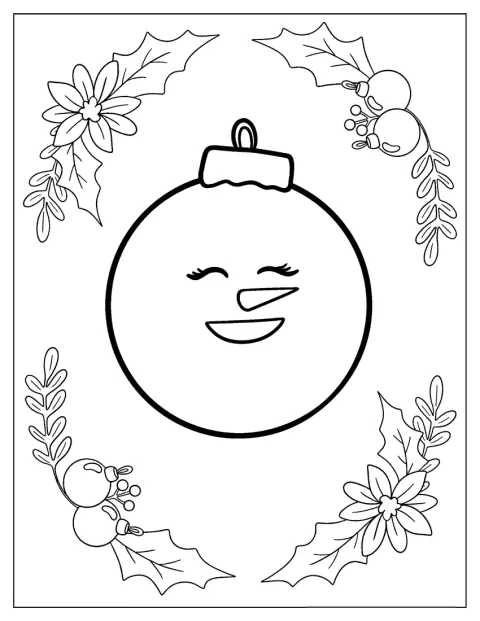 雪だるまをかたどったクリスマスオーナメントが描かれています。