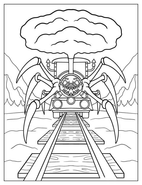 Choo Choo Charles puhaltaa savupilven ympärilleen.
