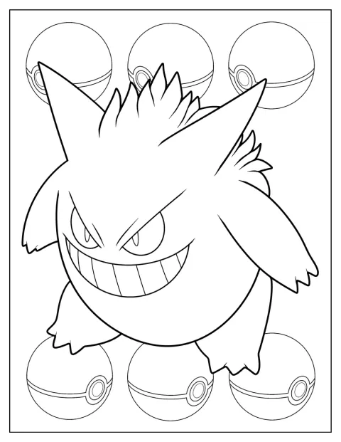 Gengar se šklebí ve strašidelném obrysu.