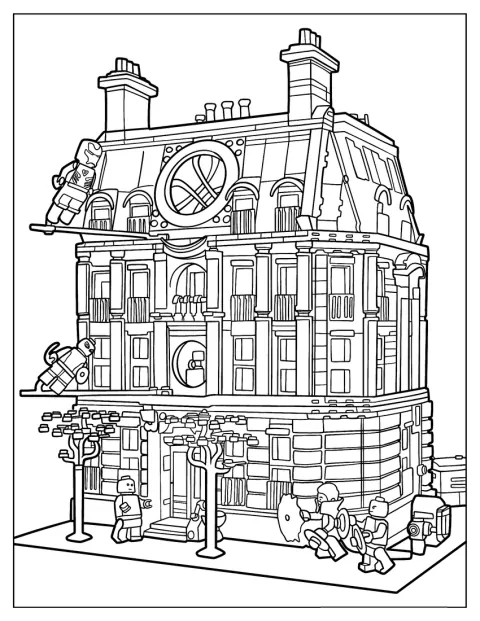 Lego Sanctum Sanctorum ospita gli Avengers, riuniti davanti all’edificio.