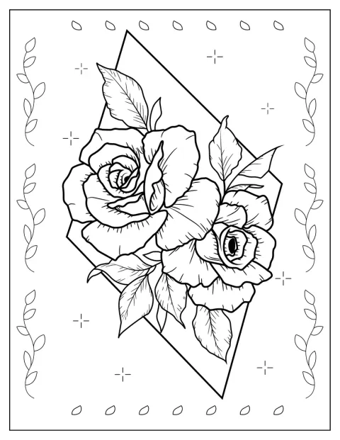 Eine Rose ist in einem abstrakten Stil mit schwungvollen Linien dargestellt.