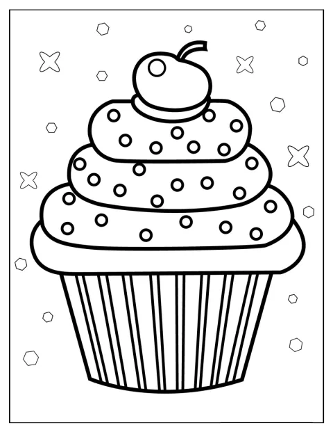 Egy cupcake egyszerű körvonalai láthatók.