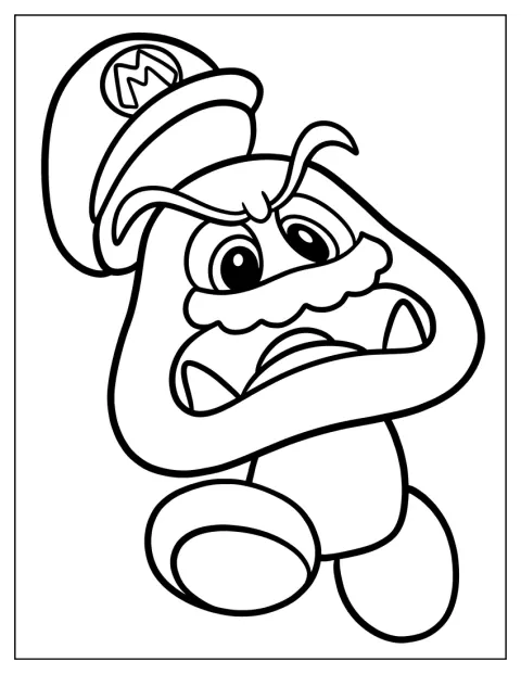 Un Goomba di Mario è raffigurato con un contorno essenziale.