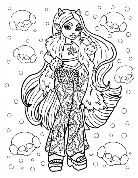 Abbey Bominable fra Monster High står iført en stor pelskåbe.