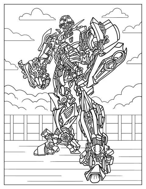 Bumblebee Autobotként áll, részletgazdag páncélzattal.