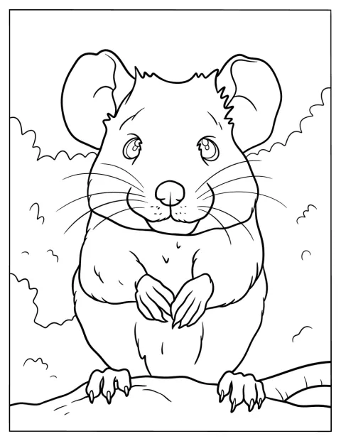 Auf einem Felsen sitzt eine niedliche Ratte.