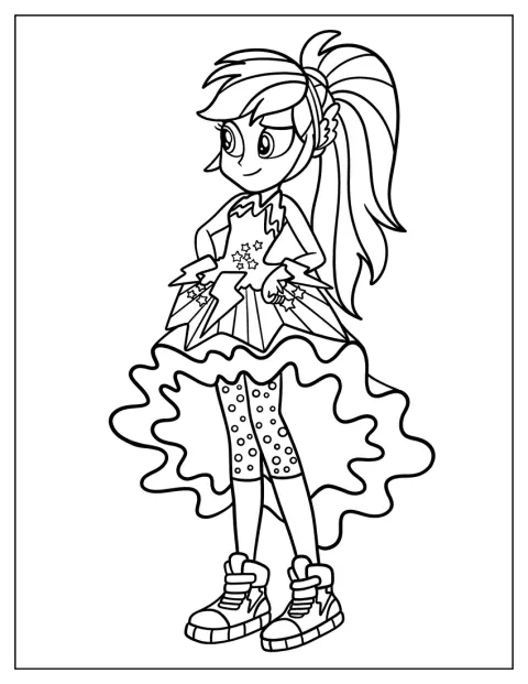 Rainbow Dash aparece como una chica de Equestria Girls.