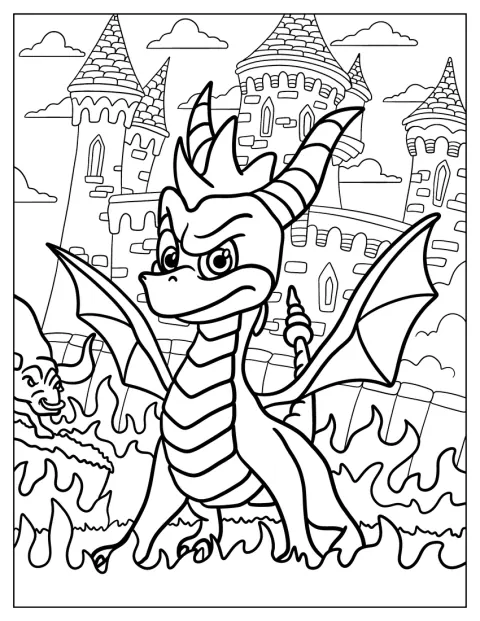 Spyro ser vred ud foran et stort slot.