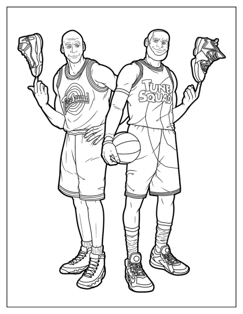Michael Jordan e LeBron James posano insieme con le divise della Tune Squad.