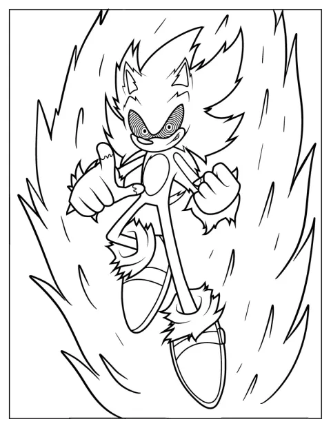 Sonic Exe, com ar malévolo, está a libertar os seus poderes.