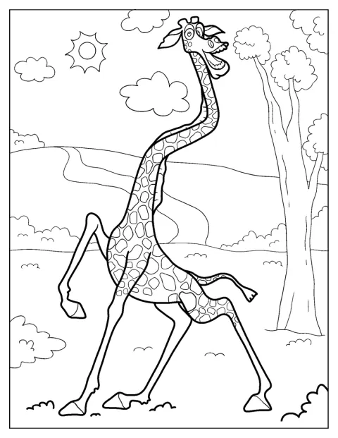 Melman-kirahvi seisoo pitkine kauloineen.