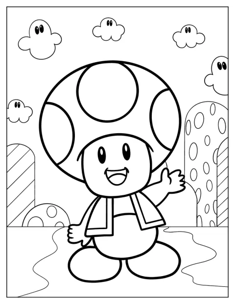 Toad ridică o mână și salută cu veselie.