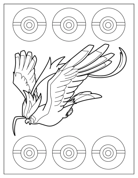 Mega Pidgeot posa con le piume della cresta e della coda ben in evidenza.