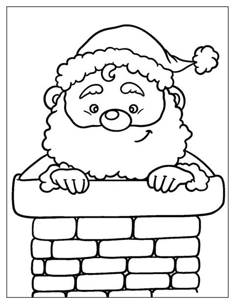 Papá Noel baja por una chimenea durante la Navidad.