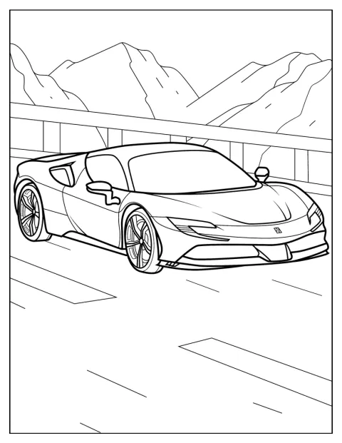 Ferrari 296 GTB Coloring Page