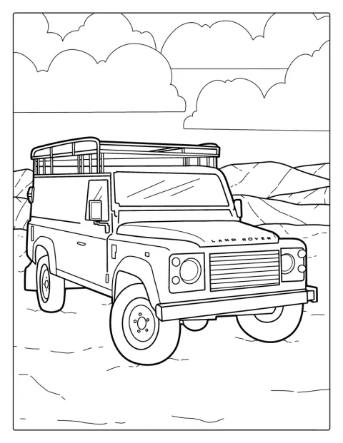 En Land Rover kör över ojämn terräng.
