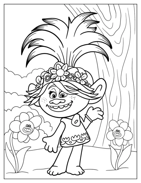 Prinsesse Poppy er tegnet med mange detaljer.