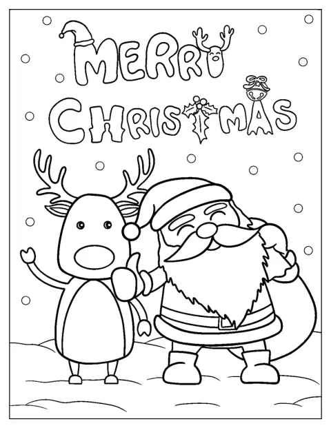 Chibi-Santa und Rudolph feiern gemeinsam den Weihnachtstag.