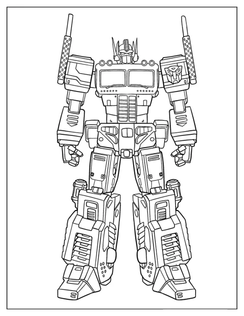 Optimus Primen robottihahmo erottuu yksinkertaisista ääriviivoista.