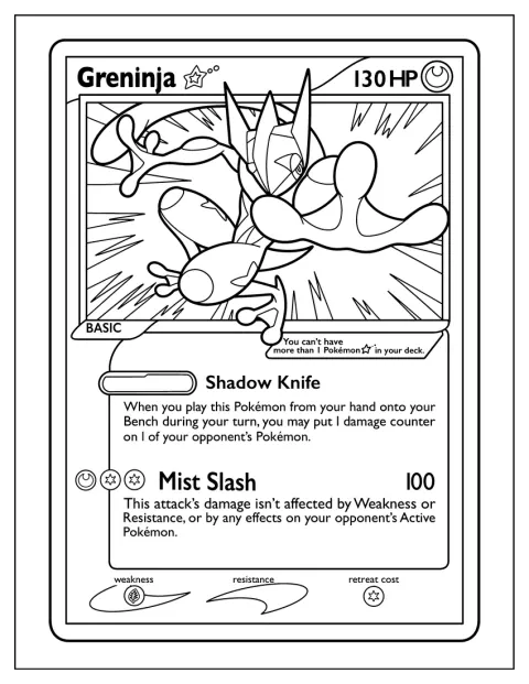 Greninja se chystá zaútočit stínovým nožem.