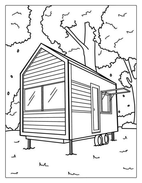 Une mini-maison montée sur roues peut être déplacée d’un lieu à l’autre.