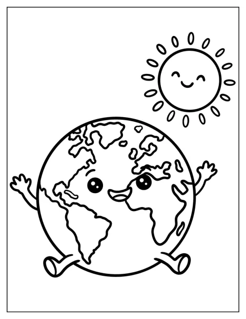 Pământul zâmbitor stă sub un soare strălucitor.